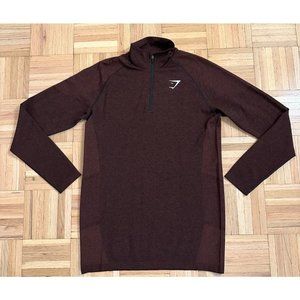 Gymshark 1/4 ZIp Activewear Long Sleeve Performance Shirt Mens Medium Burgundy